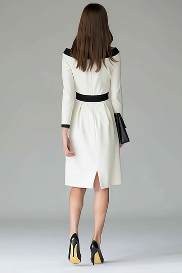 Noir Blanc Off the Shouder Robe de travail midi